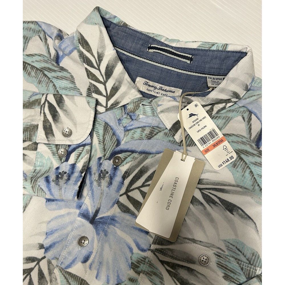 NWT Tommy Bahama Coastline Cord Men's 3XLB Tropical Corduroy Shirt Flannel‎